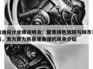 启迪设计业绩说明会：聚焦绿色低碳与城市更新，发力算力新基建赛道的简单介绍