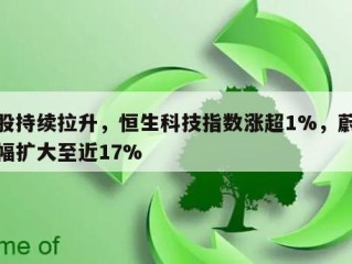 港股持续拉升，恒生科技指数涨超1%，蔚来涨幅扩大至近17%